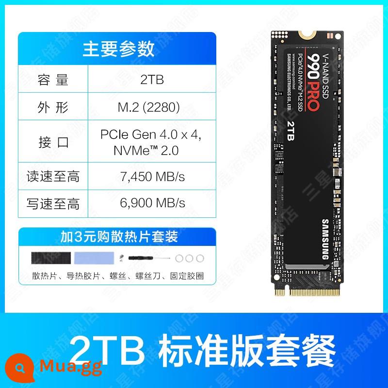 Ổ cứng thể rắn Samsung 990 PRO 2TB NVMe M.2 máy tính xách tay chơi game PS5 máy tính để bàn PCIe4.0SSD - Gói phiên bản tiêu chuẩn 2T-