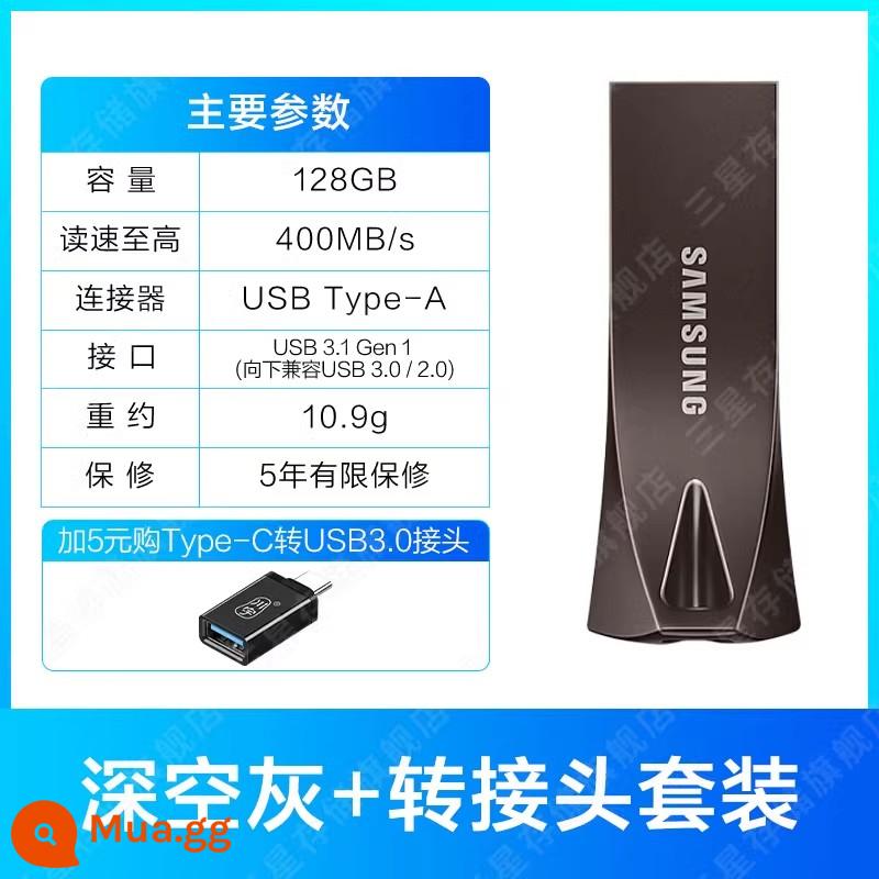 Máy tính Samsung Ổ đĩa U 128G chính thức Flagship Store USB3.1 mới đích thực THANH xe lưu trữ USB flash đĩa - Space Gray + Bộ chuyển đổi-