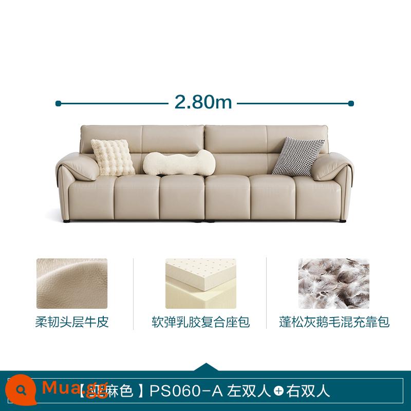 Lin Nhà Phòng Khách Ý Tối Giản Ánh Sáng Sang Trọng Sofa Da Phím Đàn Piano Top Sofa Da Bò Lớn Màu Đen Sofa Bò - [Lớp trên cùng da bò màu vàng | màu vải lanh] PS060-A đôi bên trái + đôi bên phải