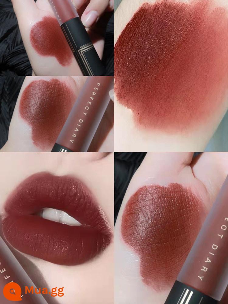 Perfect Diary Lip Glam Lip Velvet To Velvet Matte Matte 909 Thương Hiệu Lớn Chính Hãng V01 Mẫu Nữ Sinh - Velvet Lip Glaze V16# màu sô-cô-la lấp lánh mịn còn hàng