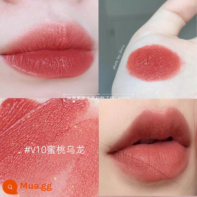 Perfect Diary Lip Glam Lip Velvet To Velvet Matte Matte 909 Thương Hiệu Lớn Chính Hãng V01 Mẫu Nữ Sinh - Velvet Lip Glaze V10# long lanh mịn-Oolong đào còn hàng