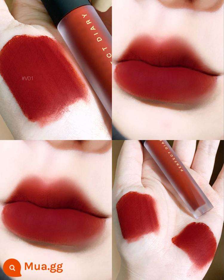 Perfect Diary Lip Glam Lip Velvet To Velvet Matte Matte 909 Thương Hiệu Lớn Chính Hãng V01 Mẫu Nữ Sinh - Velvet Lip Glaze V01#Red Pear Velvet Hàng có sẵn