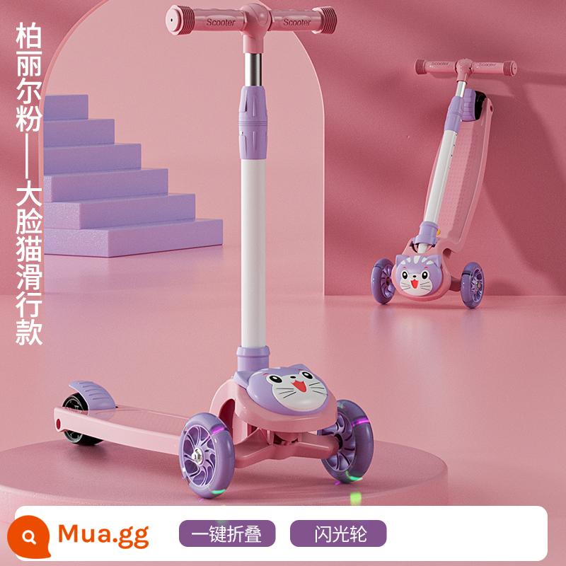 Xe trượt Scooter hoạt hình cho bé 1-3-6 tuổi 2 bé trai đạp bé có thể ngồi và đi cầu trượt xe yo-yo phong cách công chúa bé gái - Hồng Anh Đào + Bánh Xe Lấp Lánh + Không Quà Tặng