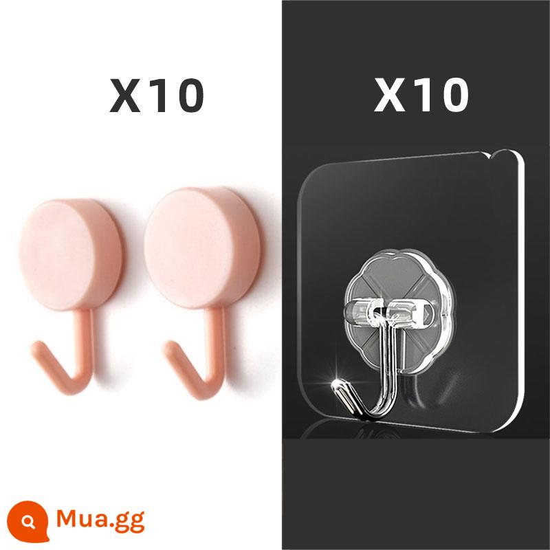 Không-Đục Lỗ Móc Dính Mạnh Chịu Lực Cửa Lưng Dính Móc Nhà Bếp Tường Phòng Tắm Tường Traceless Học Kệ Treo - [Gói 20] 10 móc màu + 10 móc trong suốt, màu ngẫu nhiên