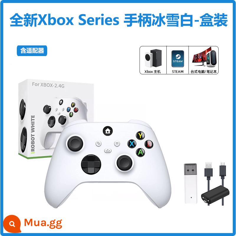 Thích hợp cho bộ điều khiển Microsoft Xbox PC máy tính Steam bộ điều khiển không dây dòng trò chơi USB một bộ điều khiển PC - Tay cầm không dây + đầu thu 2.4g + bộ sạc (băng và tuyết trắng)