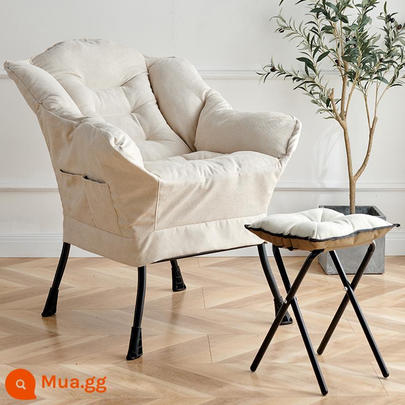 Sofa lười ghế đơn ghế ký túc xá sinh viên đại học ghế máy tính ban công thoải mái sofa nhỏ phòng ngủ mềm tựa lưng ghế tựa - Túi ngồi sang trọng được nâng cấp-bông tuyết nhung màu trắng nhạt + bàn đạp ☆Rất khuyến khích