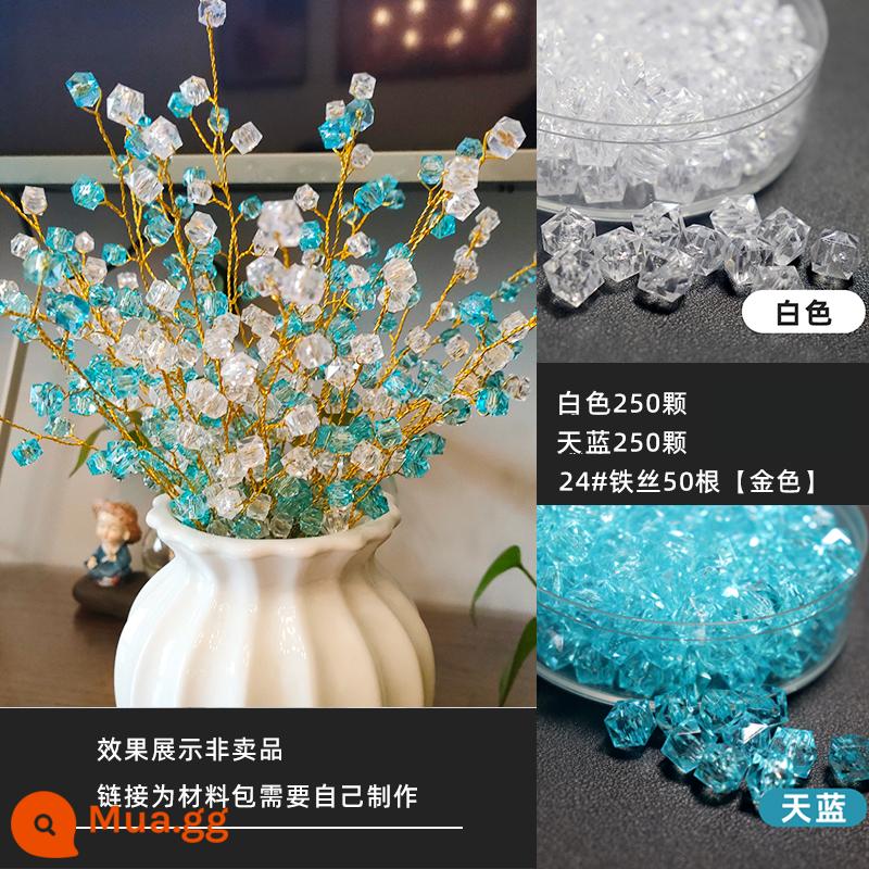 Acrylic hạt rời hạt dệt 10m trong suốt hạt vuông nhiều màu sắc hơi thở của bé bó hoa handmade tự làm chất liệu gói - 10m hạt vuông màu trắng 250+ xanh da trời 250+ dây 50 hướng dẫn miễn phí