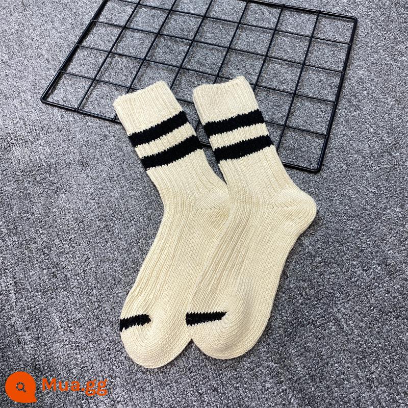 Mùa thu và mùa đông New Châu Âu SOCK SOCKS, NỀ - Sọc đôi dày, một cặp sọc màu be và đen