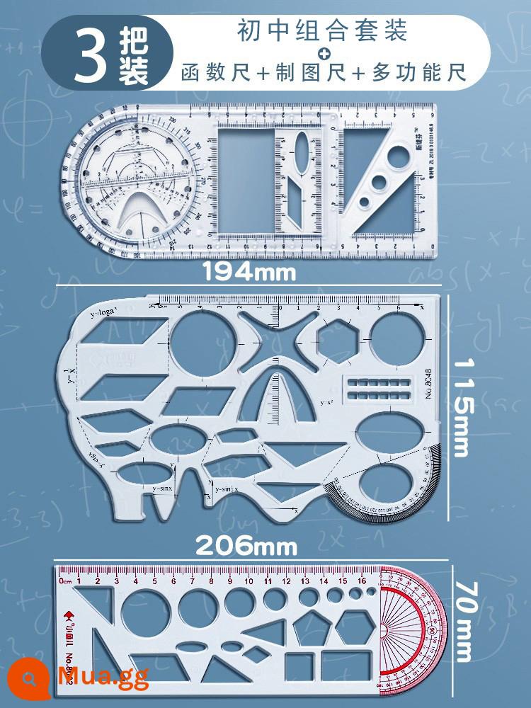 Thước đa chức năng chức năng thước hình học thước đa năng công cụ vẽ sao chép tay mẫu báo thước vẽ thước vẽ thước thẳng thước tam giác văn phòng phẩm học sinh đồ dùng học tập bộ học sinh tiểu học đặc biệt dành cho học sinh trung học cơ sở - [Nâng cấp vật liệu] Bộ kết hợp học sinh trung học cơ sở gồm 3 món - thước chức năng + thước soạn thảo + thước đa chức năng trong suốt