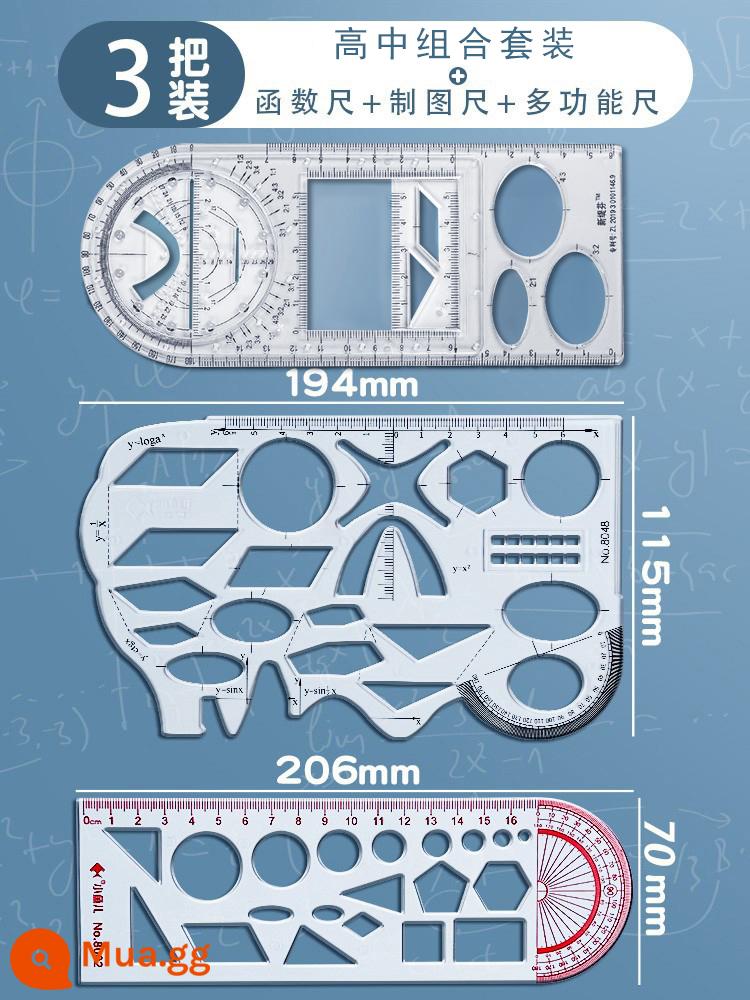Thước đa chức năng chức năng thước hình học thước đa năng công cụ vẽ sao chép tay mẫu báo thước vẽ thước vẽ thước thẳng thước tam giác văn phòng phẩm học sinh đồ dùng học tập bộ học sinh tiểu học đặc biệt dành cho học sinh trung học cơ sở - [Nâng cấp vật liệu] Bộ kết hợp học sinh cấp 3 gồm 3 món - thước chức năng + thước soạn thảo + thước đa năng trong suốt