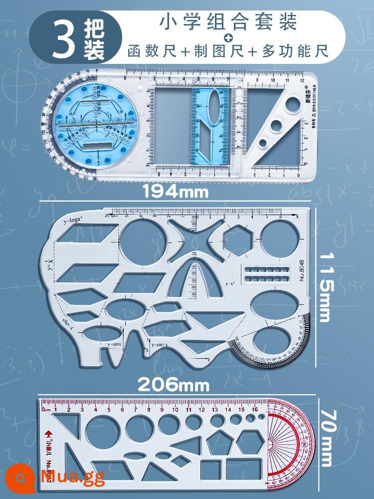 Thước đa chức năng chức năng thước hình học thước đa năng công cụ vẽ sao chép tay mẫu báo thước vẽ thước vẽ thước thẳng thước tam giác văn phòng phẩm học sinh đồ dùng học tập bộ học sinh tiểu học đặc biệt dành cho học sinh trung học cơ sở - [Nâng cấp vật liệu] Bộ kết hợp học sinh tiểu học gồm 3 món - thước chức năng + thước soạn thảo + thước đa năng