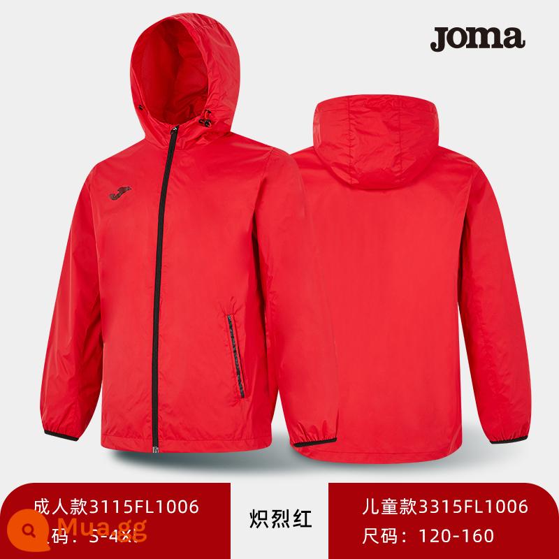 Joma Homer buộc tội các môn thể thao nam của nam giới mùa thu không thấm nước mưa mồ hôi mưa chạy bộ đồ đào tạo bóng đá trẻ em - đỏ rực