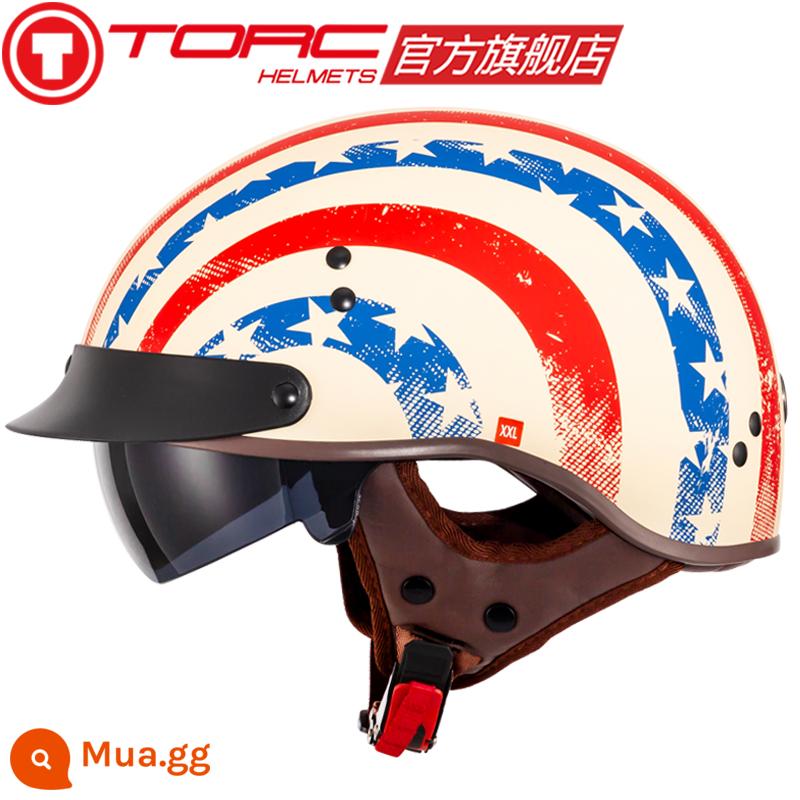 TORC đầu máy xe lửa Retro Mũ bảo hiểm nam nữ Harley Mũ bảo hiểm nửa mùa đông xe điện xe máy muỗng Mũ bảo hiểm 3C bốn mùa - Hoàng Yami/Con đường mộng mơ