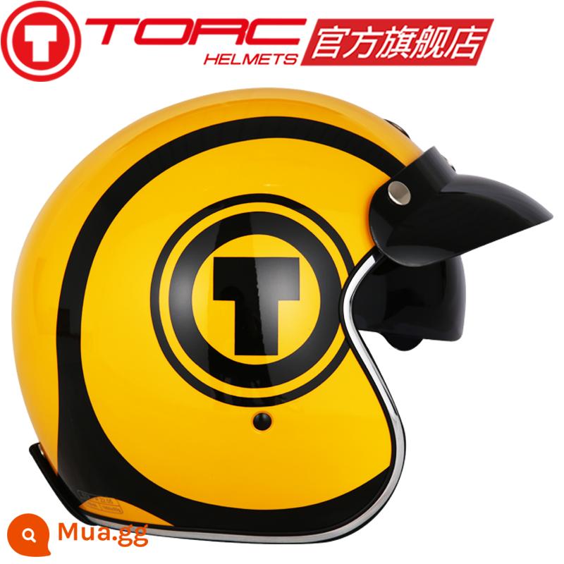 TORC đầu máy xe lửa Retro Mũ bảo hiểm nửa nam nữ mùa đông Mũ bảo hiểm Harley xe điện Mũ bảo hiểm 3C được chứng nhận cưỡi đầu màu xám - Mặt trăng vàng