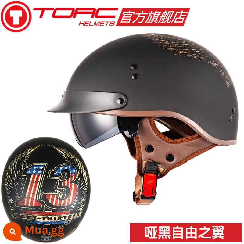 TORC đầu máy xe lửa Retro Mũ bảo hiểm nam nữ Harley Mũ bảo hiểm nửa mùa đông xe điện xe máy muỗng Mũ bảo hiểm 3C bốn mùa - Đôi cánh tự do (màu bán chạy)