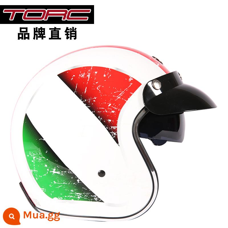 TORC đầu máy xe lửa Retro Mũ bảo hiểm nửa nam nữ mùa đông Mũ bảo hiểm Harley xe điện Mũ bảo hiểm 3C được chứng nhận cưỡi đầu màu xám - Trắng Ý (màu khuyến nghị bán chạy)