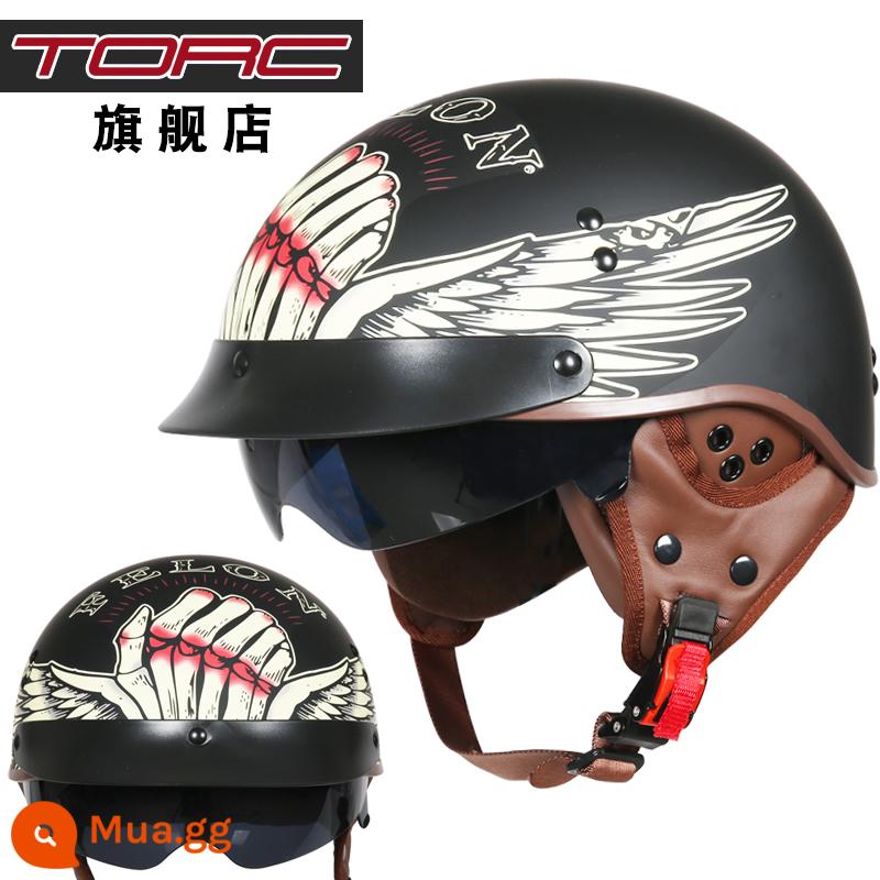 TORC đầu máy xe lửa Retro Mũ bảo hiểm nam nữ Harley Mũ bảo hiểm nửa mùa đông xe điện xe máy muỗng Mũ bảo hiểm 3C bốn mùa - Yahei/Shura (có bảo vệ tai) màu bán chạy nhất