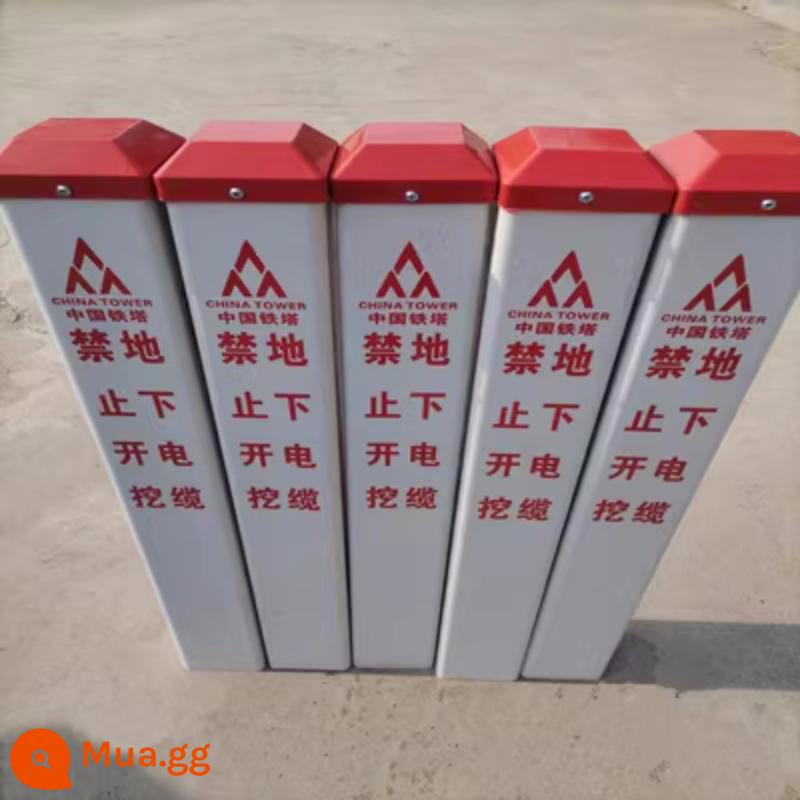 Cọc báo hiệu cáp điện Cọc cảnh báo Cọc PVC sợi thủy tinh Dầu khí Cọc biển báo cấp nước Cọc ranh giới - Có dây cáp dưới PVC (tháp)