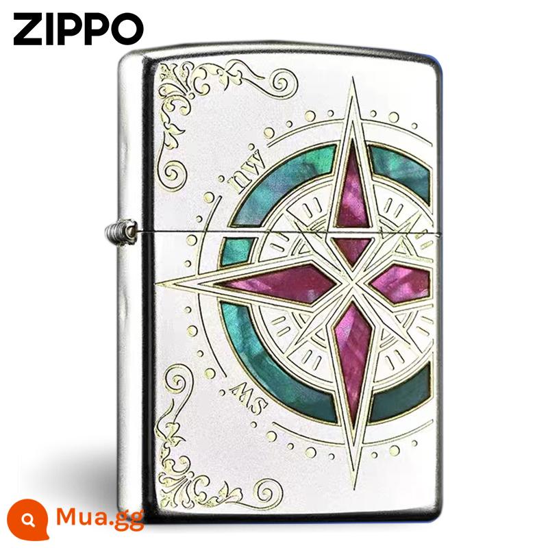 Bật lửa zippo zippo chính hãng vỏ love sea la bàn dầu hỏa chống gió nam tặng bạn trai - Hướng dẫn về biển Aegean [Máy ​​đơn không dầu]