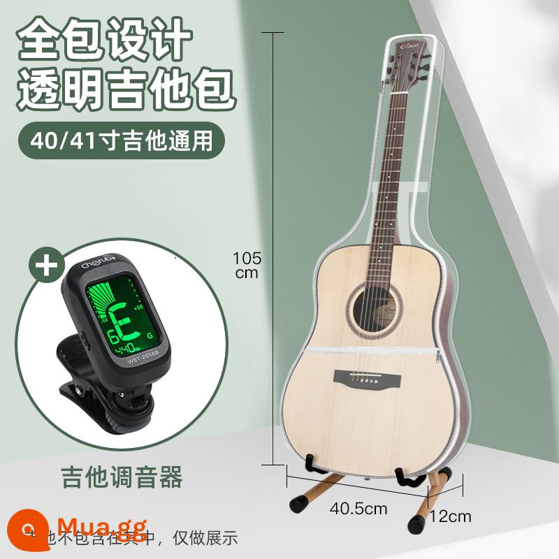 Trong Suốt Túi Đựng Đàn Guitar Lưng Túi Đựng Đàn Guitar Di Động 40/41 Inch Chống Nước Chống Ẩm Cá Tính Dân Gian Acoustic Túi - Túi đựng đàn guitar trong suốt + bộ chỉnh đàn guitar