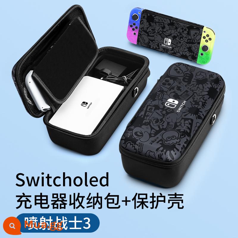 Túi lưu trữ switch chính thức Vỏ bảo vệ switcholed Hộp băng cassette Nintendo ns trọn bộ máy chơi game oled xách tay dung lượng lớn vỏ cứng hộp phụ kiện tay cầm switchlite - Túi đựng đồ Oled Hộp bảo vệ Splatoon 3+ [có thể đựng bộ sạc + đế] chân đế tích hợp