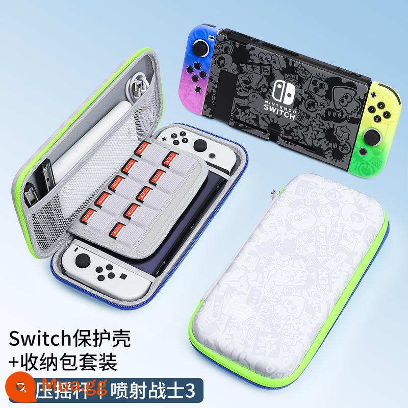 Bộ chuyển mạch bảo vệ bộ phận bảo vệ Jet Warrior 3 Nintendo Switch Shell có thể chèn cơ sở NS Tay cầm Gói lưu trữ vỏ phụ kiện OLED Set set của scrub shell shell silicone mềm silicon silicon silicon silicone - công tắc[Splatoon 3]+túi đựng√không có màng+nắp