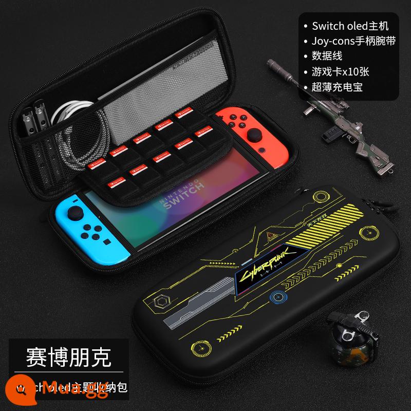 Túi lưu trữ Nintendo Switch vỏ bảo vệ ns Pokémon Zhuzi vỏ cứng hộp swich chuyển đổi băng cassette di động siwch tay cầm phụ kiện vỏ màn hình oled hộp thẻ cứng switchlite - Switcholed√Cyberpunk√Phim cường lực miễn phí + mũ vuốt mèo