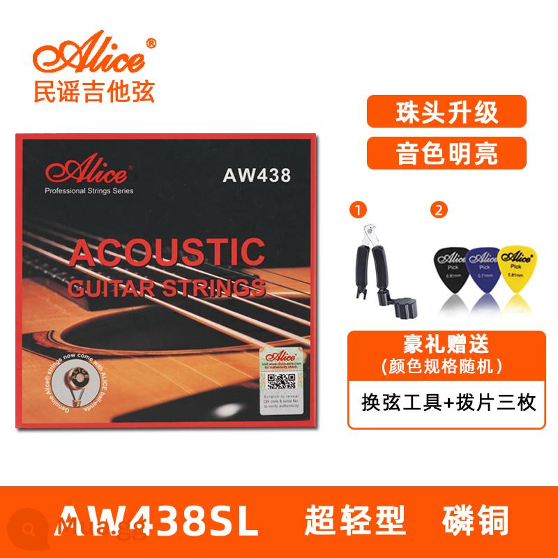 Alice Alice Dây Đàn Guitar Phosphor Đồng Dân Gian Dây Đàn Guitar Acoustic 1 Dây 1 Hyun Bộ 6 Phụ Kiện Xuân Dòng Trọn Bộ - [Khuyến nghị chuyên nghiệp] Bộ AW438-SL (11-52) + công cụ thay dây + gắp