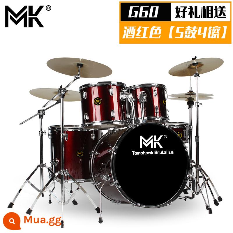 Bộ trống MK dành cho người lớn trẻ em tại nhà trống jazz 5 trống 234 鑔 cho người mới bắt đầu thực hành kiểm tra hiệu suất chuyên nghiệp - G60 rượu vang đỏ [5 trống 4 锔]