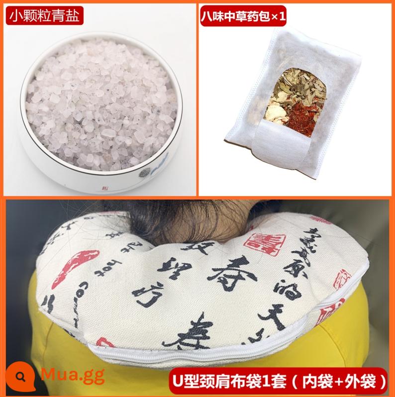 Qinghai Chaka Salt Lake tự nhiên lớn muối xanh túi nén nóng túi vật lý trị liệu Mugwort túi muối số lượng lớn muối thô lớn không muối biển - 5 cân muối xanh nhỏ + 1 bộ túi vải đeo cổ và vai + tặng thuốc thảo dược, duỗi tóc từ Thanh Hải