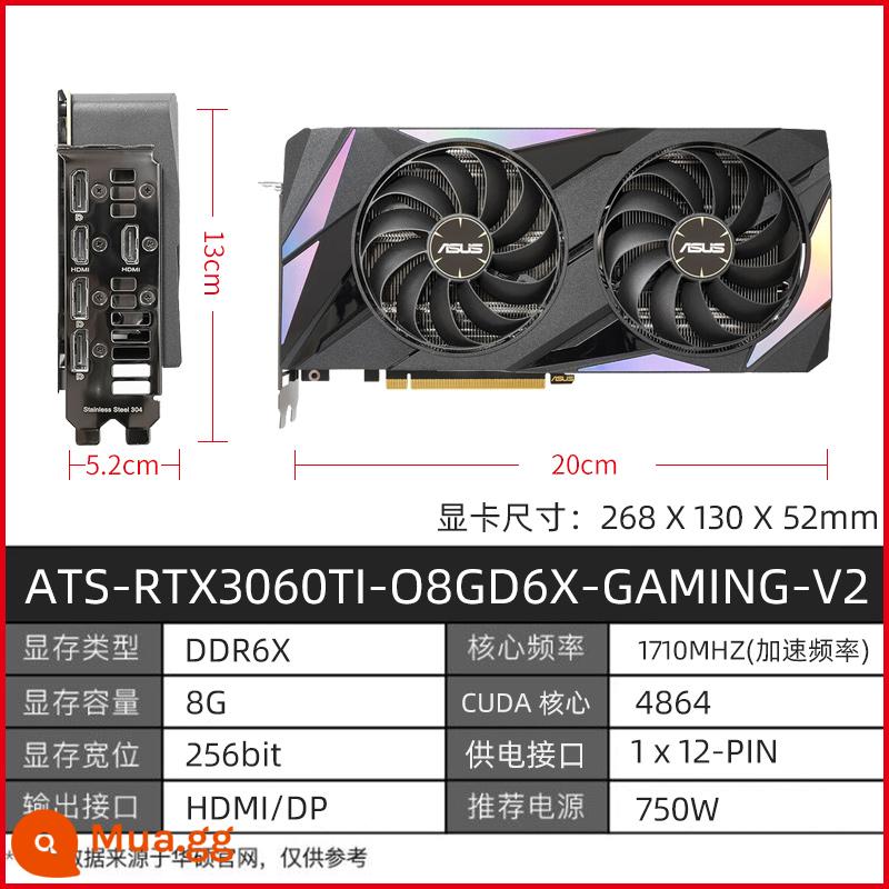 ASUS RTX3060 3060TI TUF máy tính để bàn lắp ráp máy tính card màn hình độc lập Raptor ROG chơi game card đồ họa game - ASUS ATS-RTX3060TI-08GD6X