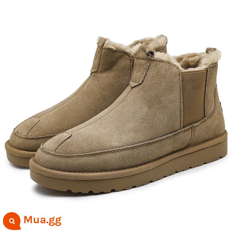 Boots Snow Boots nam Tích hợp ống ngắn vào mùa đông cộng với nhung dày Đông Bắc Big Shoes -skids và giày - Khaki