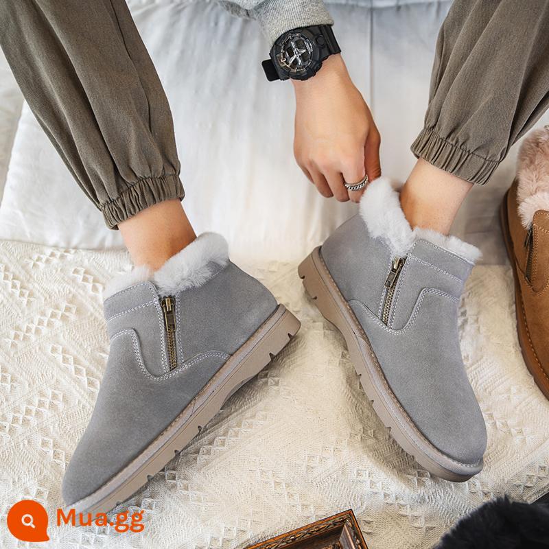 Boots Snow Boots nam Tích hợp ống ngắn vào mùa đông cộng với nhung dày Đông Bắc Big Shoes -skids và giày - Len tích hợp dây kéo mai