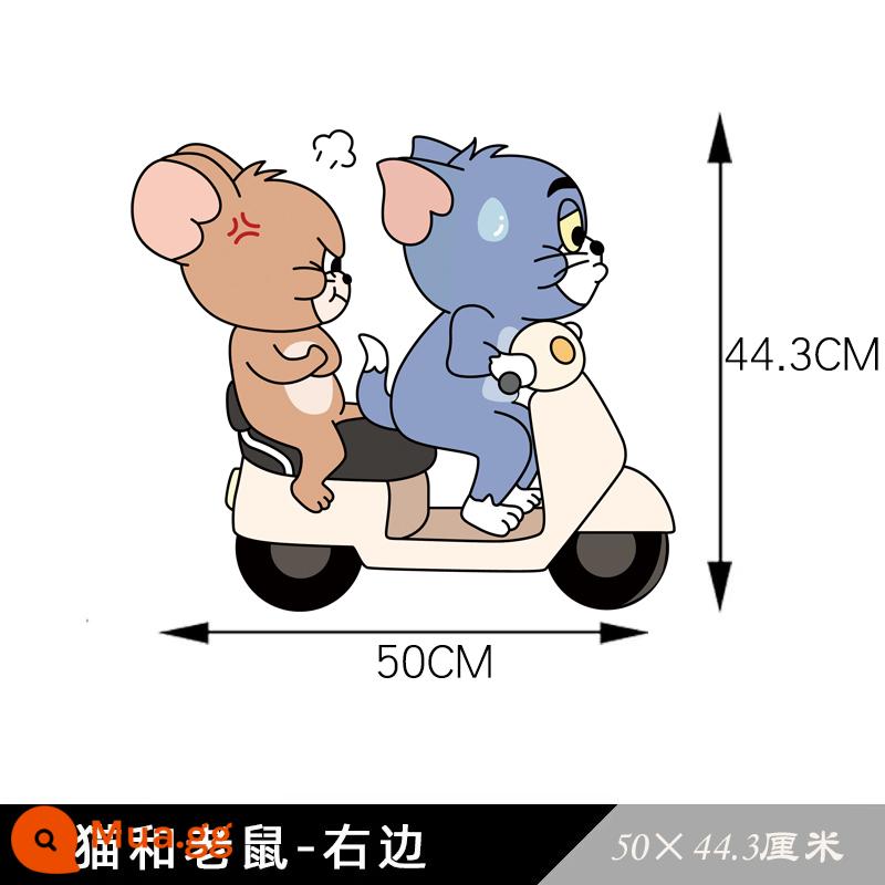 Hình dán xe Tom và Jerry Mèo Tom trang trí điện thân xe dán che trầy xước cá tính sáng tạo phim hoạt hình dán xe - Tom và Jerry Ride: (bên phải) 50cm