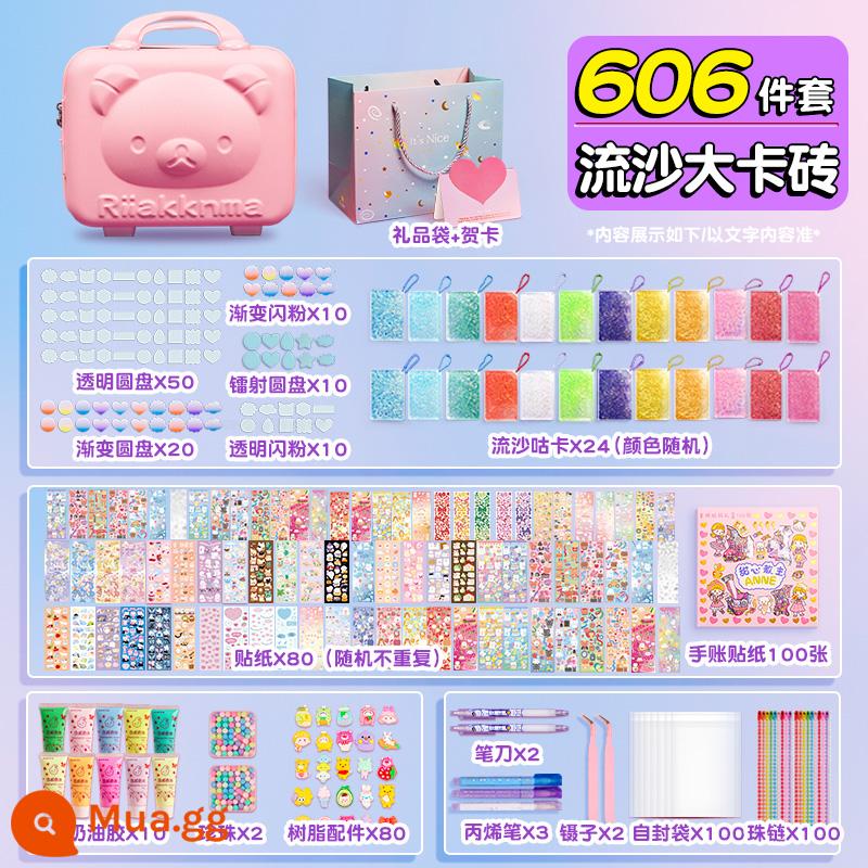 Quicksand Guka Brick Set Quicksand Guka Bricks Gula Brick Card Guka Kuka Mahjong Is Not Gu Gu Gu Bu Gu Gu Gu Gu Gu Ku Ku Card và Sticker Chuck Card Magnet cho Girls and Children - ⭐[Bộ cao cấp] Hộp quà keo dán gạch cát lún cỡ lớn (hộp gấu hồng)