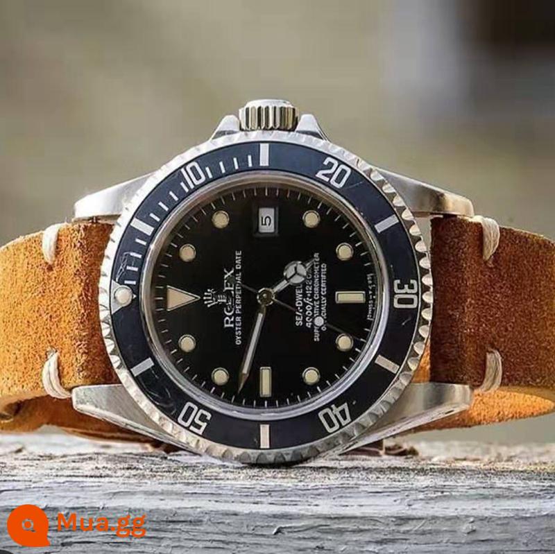 Lugan Phong Cách Retro Lông Thô Dây Da Lộn Lông Thủ Công Thích Ứng Mềm Mại Lào Shuigui Speedmaster Conca Đồng Hồ Retro - Nâu nhạt