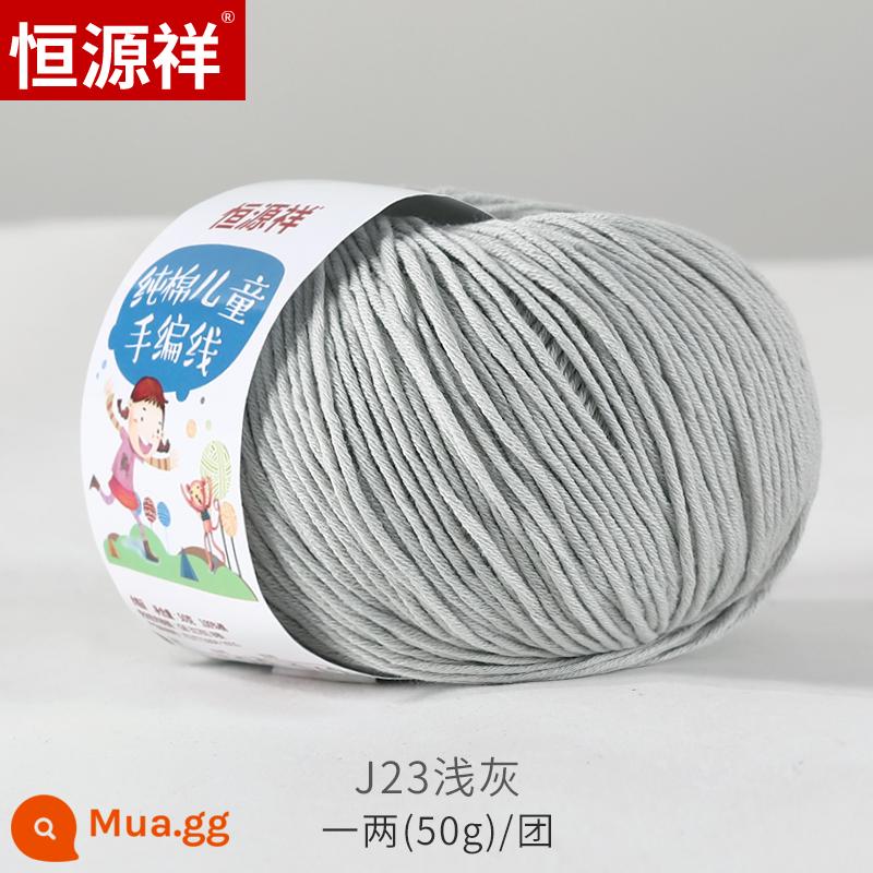 Hengyuanxiang Bé Lông Tơ Sợi Nhóm Store Sữa Cho Bé Sợi Cotton Trẻ Em Móc Kim Tay Áo Len Nón Bóng - J23 màu xám nhạt