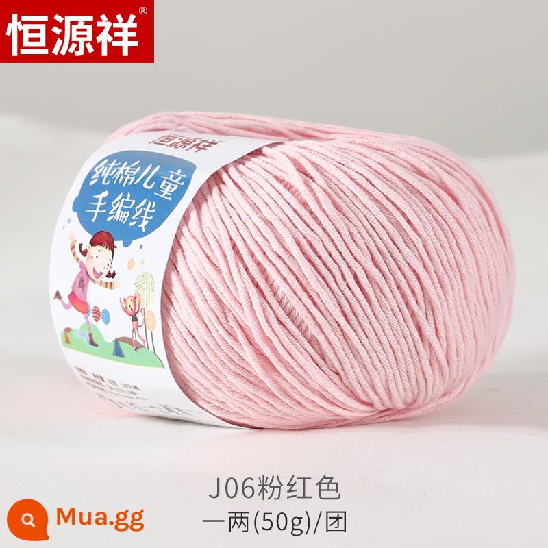 Hengyuanxiang Bé Lông Tơ Sợi Nhóm Store Sữa Cho Bé Sợi Cotton Trẻ Em Móc Kim Tay Áo Len Nón Bóng - J06 màu hồng