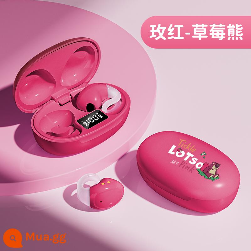 Tai nghe Bluetooth Disney không dây Kẹp thể thao Giảm tiếng ồn dẫn truyền xương Không phải trong tai Thích hợp cho Huawei Apple Xiaomi - [Phiên bản cao cấp-Gấu dâu hồng]Hiển thị pin★Dolby Toàn cảnh xung quanh★Cuộc gọi HD