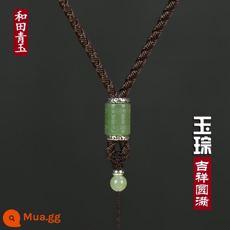 Jade Cong và Tianyu Mặt Dây Thừng Vòng Cổ Handmade Dây Dày Mặt Dây Ngọc Ngọc Dây Buộc Dây Có Thể Điều Chỉnh Vảy Rồng Dây Bện 12 Sợi - Màu nâu (trái cây xanh)