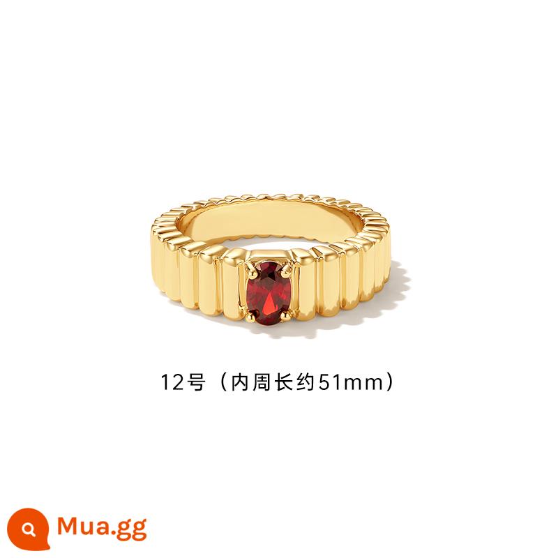 Nhẫn đá quý mạ vàng 18K giống phong cách của Sun Yi dành cho nữ, ánh sáng sang trọng, cao cấp, cảm giác thời trang, cá tính, nhẫn đuôi đa năng, nhẫn - Nhẫn đá oval đỏ Garnet 12#