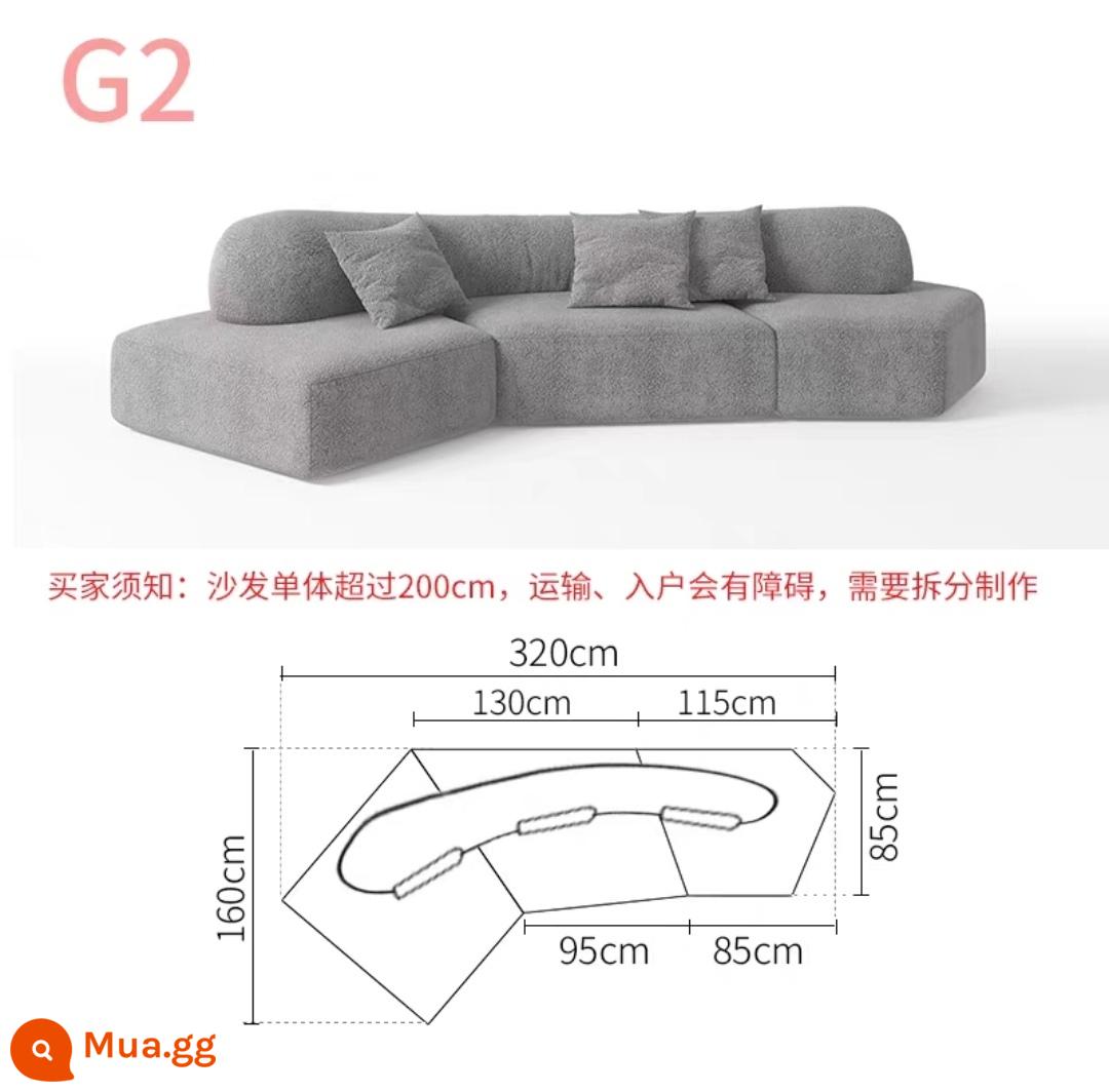 Biệt thự sang trọng ghế sofa đá cao cấp phong cách Jingji căn hộ nhỏ nhà thiết kế sáng tạo vải hình đặc biệt kiểu kem có thể tháo rời và giặt được - Bảo hành mười năm* Kết hợp G2