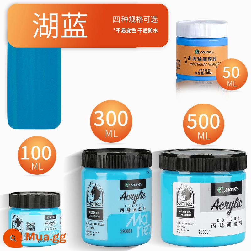 Sơn acrylic thương hiệu Marley 500ml chai lớn trắng đen 300 vàng sơn tường đặc biệt chống nước pha loãng sơn thuốc nhuộm tranh tường vẽ tay màu không phai graffiti kem chống nắng trẻ em tự làm - Hồ Xanh/Mới