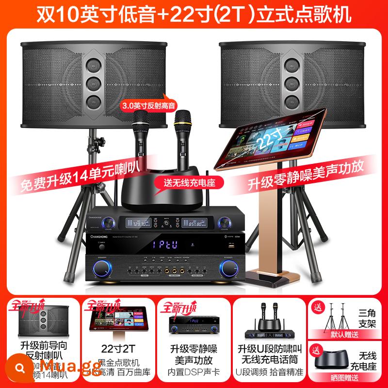 Changhong K9 nhà KTV âm thanh bộ hoàn chỉnh phòng khách nhà hát máy karaoke k bài hát karaoke okAll - Dual 10 inch bốn chiều 14 loa + máy karaoke 22 inch 2T + micro karaoke sạc