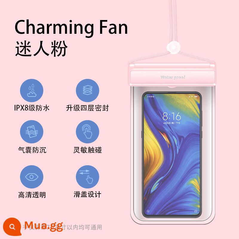 Thích hợp cho túi chống nước điện thoại di động Huawei vinh quang có màn hình cảm ứng bơi lặn suối nước nóng bao giao hàng kín giao hàng đặc biệt - Màu hồng quyến rũ [Chống nước cấp 8∣Ảnh độ phân giải cao 360°]