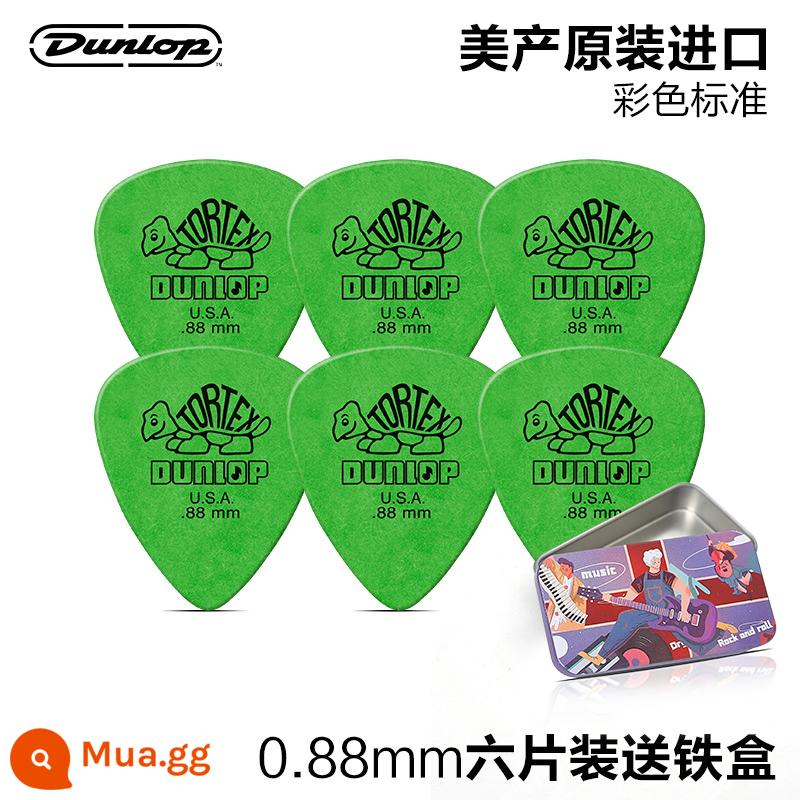 6 chiếc đàn guitar điện Dunlop chọn rùa nhỏ jazz dân gian đàn guitar acoustic mùa xuân mảnh gảy đàn tốc độ - [Gói 6 cái] Màu 0.88mm + kèm hộp sắt