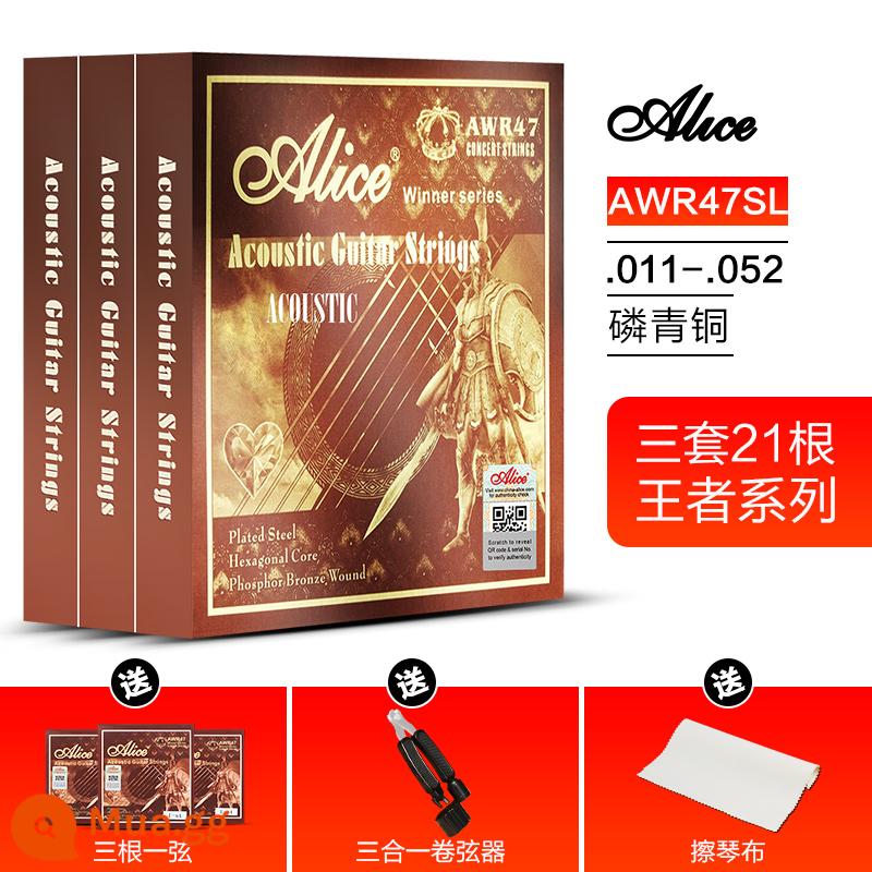 Ba Bộ Alice Dân Gian Dây Đàn Guitar AW436 432 Gỗ Đàn Guitar Phụ Kiện Dây Đàn Guitar Đen Bộ 6 - Chủ cửa hàng giới thiệu AWR47SL ba bộ + quà tặng