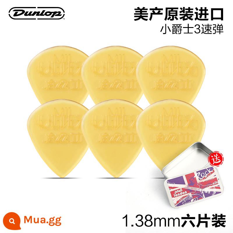 Sáu khúc đàn Dunlop Đàn guitar acoustic điện Dunlop pick ballad quả bom tốc độ dây chống trượt chống mài mòn Jazz3 khúc lò xo - [Gói 6 chiếc] Little Jazz 1.38mm + kèm hộp sắt