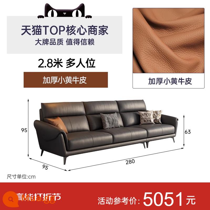 Sofa da bò lớp một lưng cao Pashaman phòng khách ba chỗ ngồi phong cách Ý cực kỳ đơn giản căn hộ nhỏ hiện đại - Da bò lớp thứ nhất dày 1,5mm nhập khẩu SR [2,8m nhiều người] linh hoạt và bền