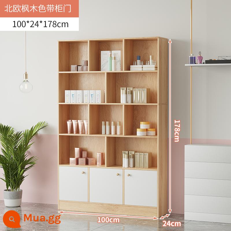 Tủ trưng bày mỹ phẩm làm đẹp đơn giản tủ trưng bày sản phẩm kệ trưng bày shop chăm sóc móng tay trưng bày shop mẹ và bé container - Cây phong Bắc Âu 100cm có cửa